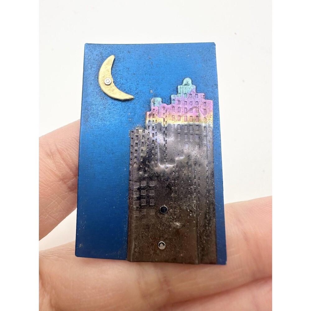 Artisan Handmade Urban Evening Metal Pin Brooch